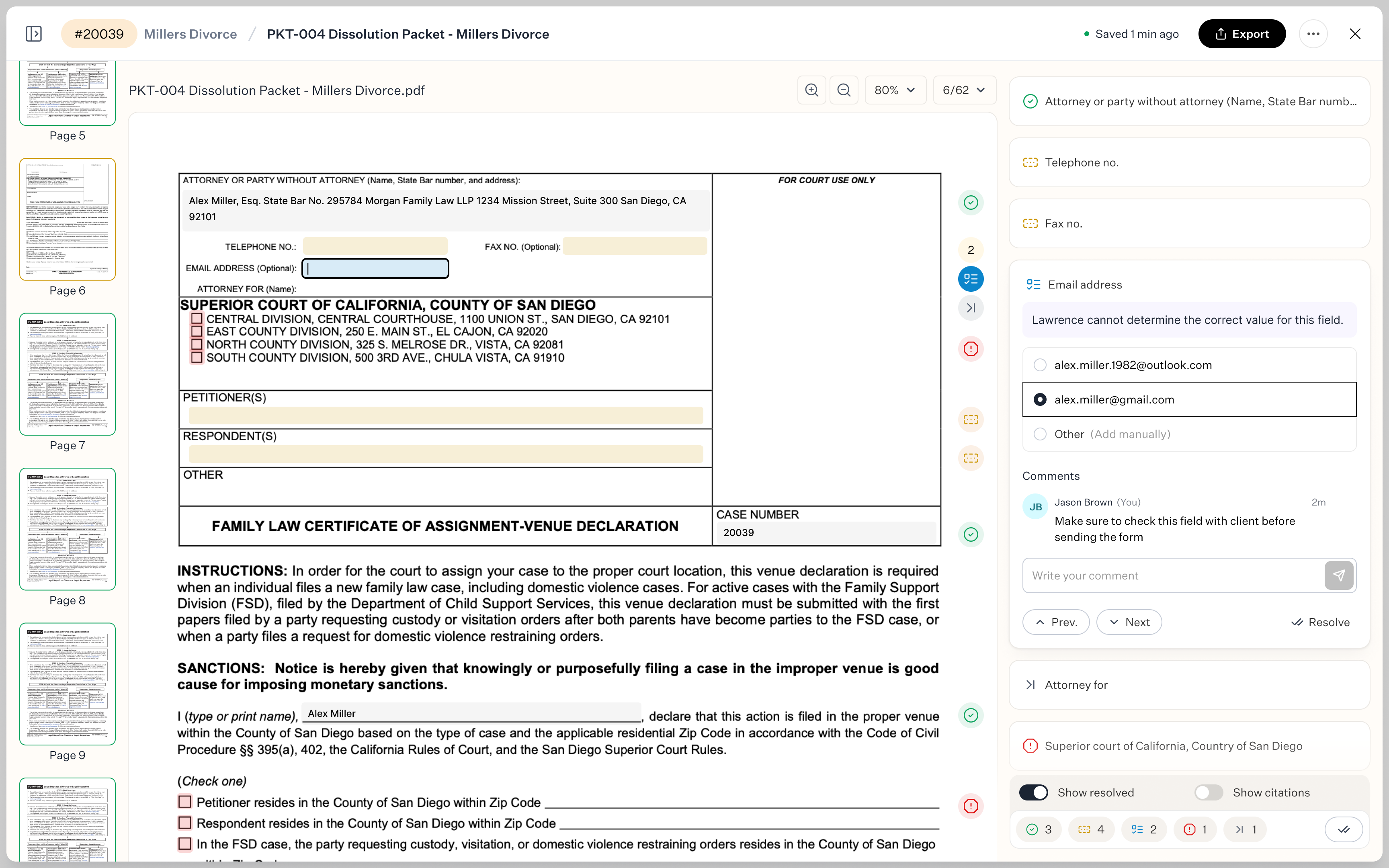 Previewing form field with multiple options available.