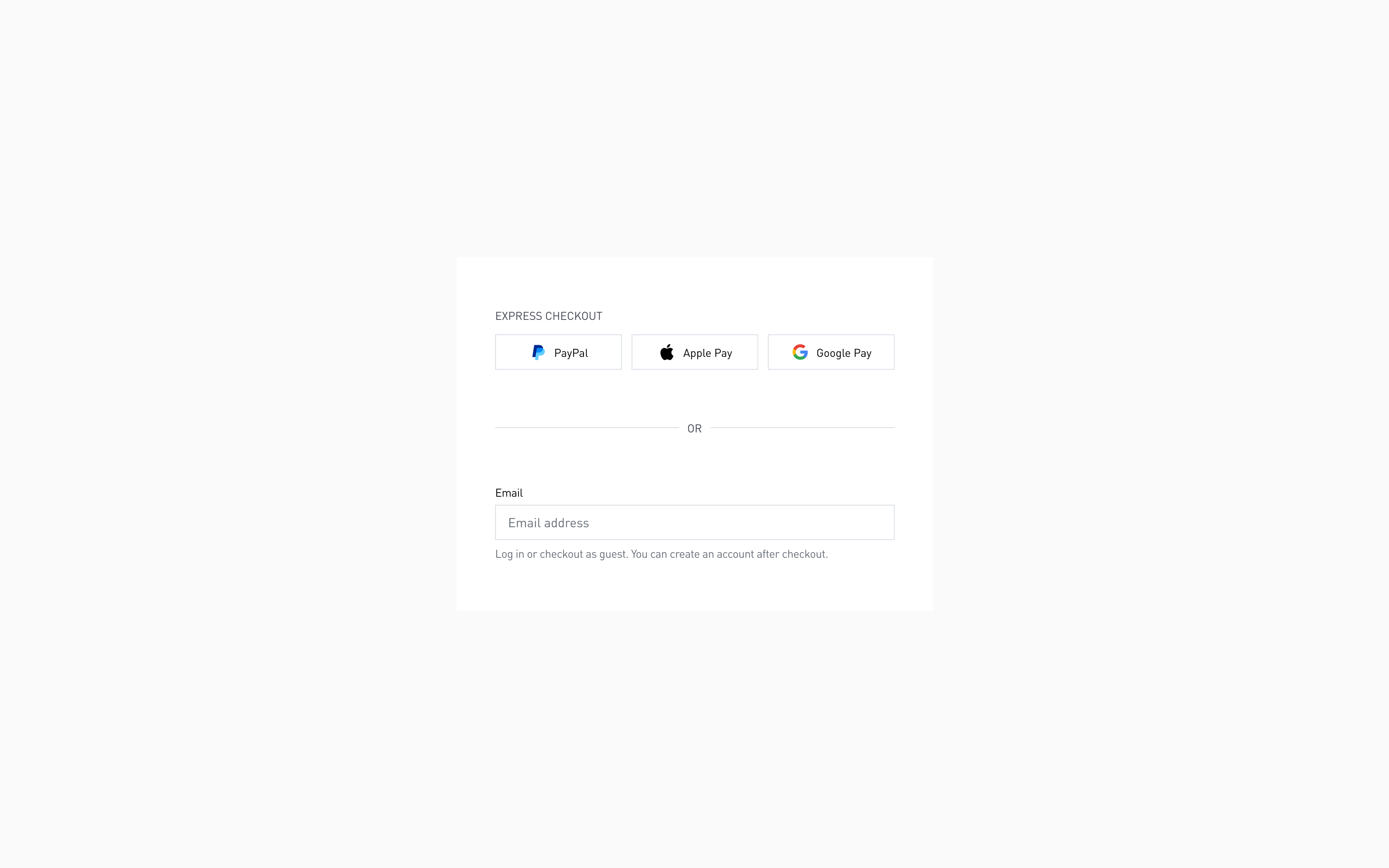 Express checkout or use email