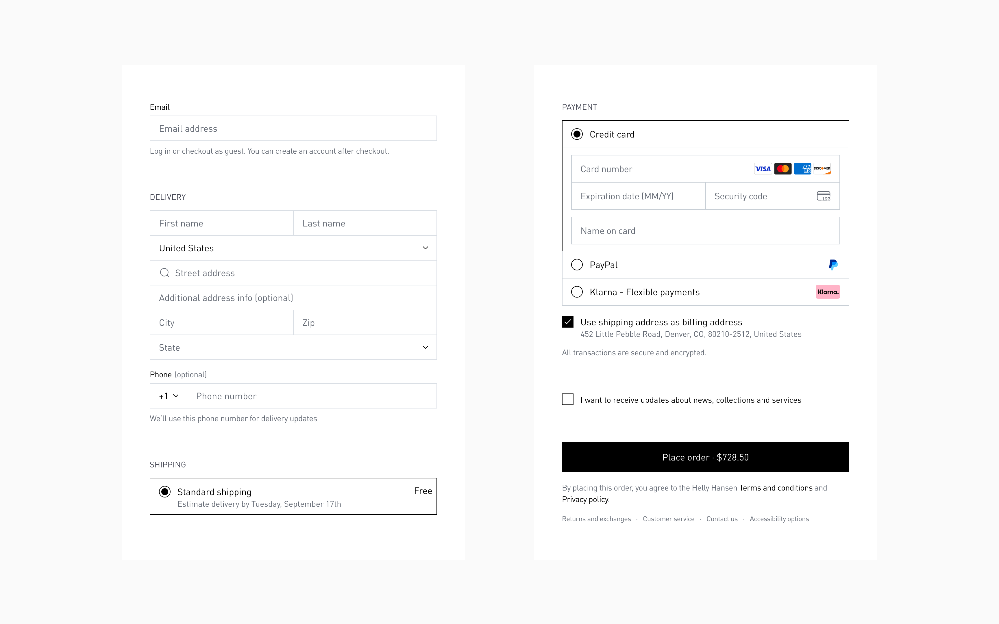 Full checkout is visible immediately