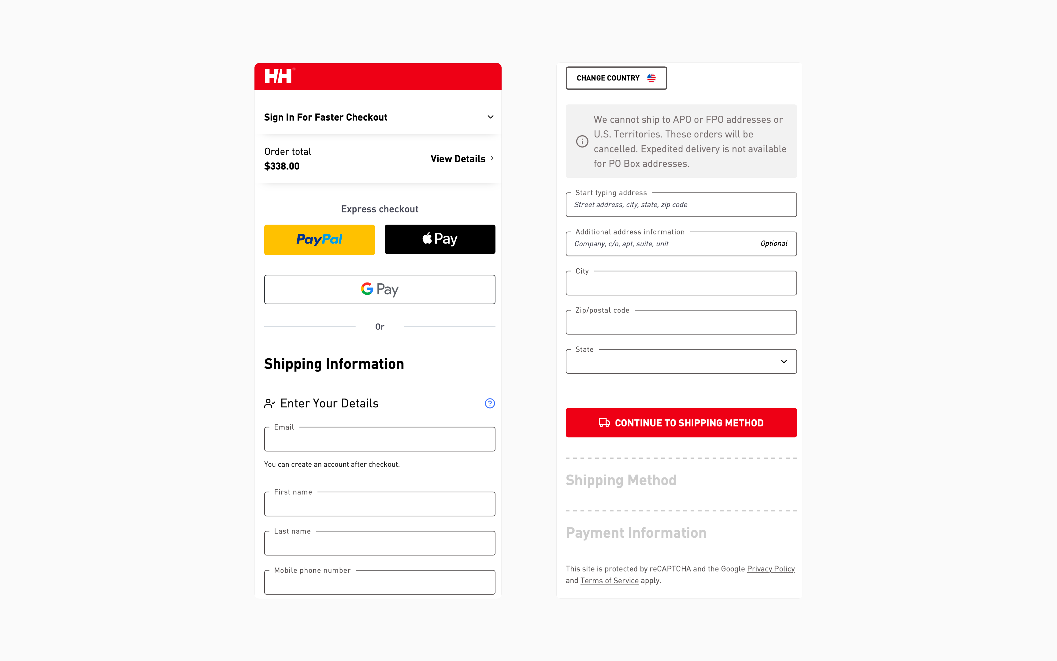 Mobile checkout, before