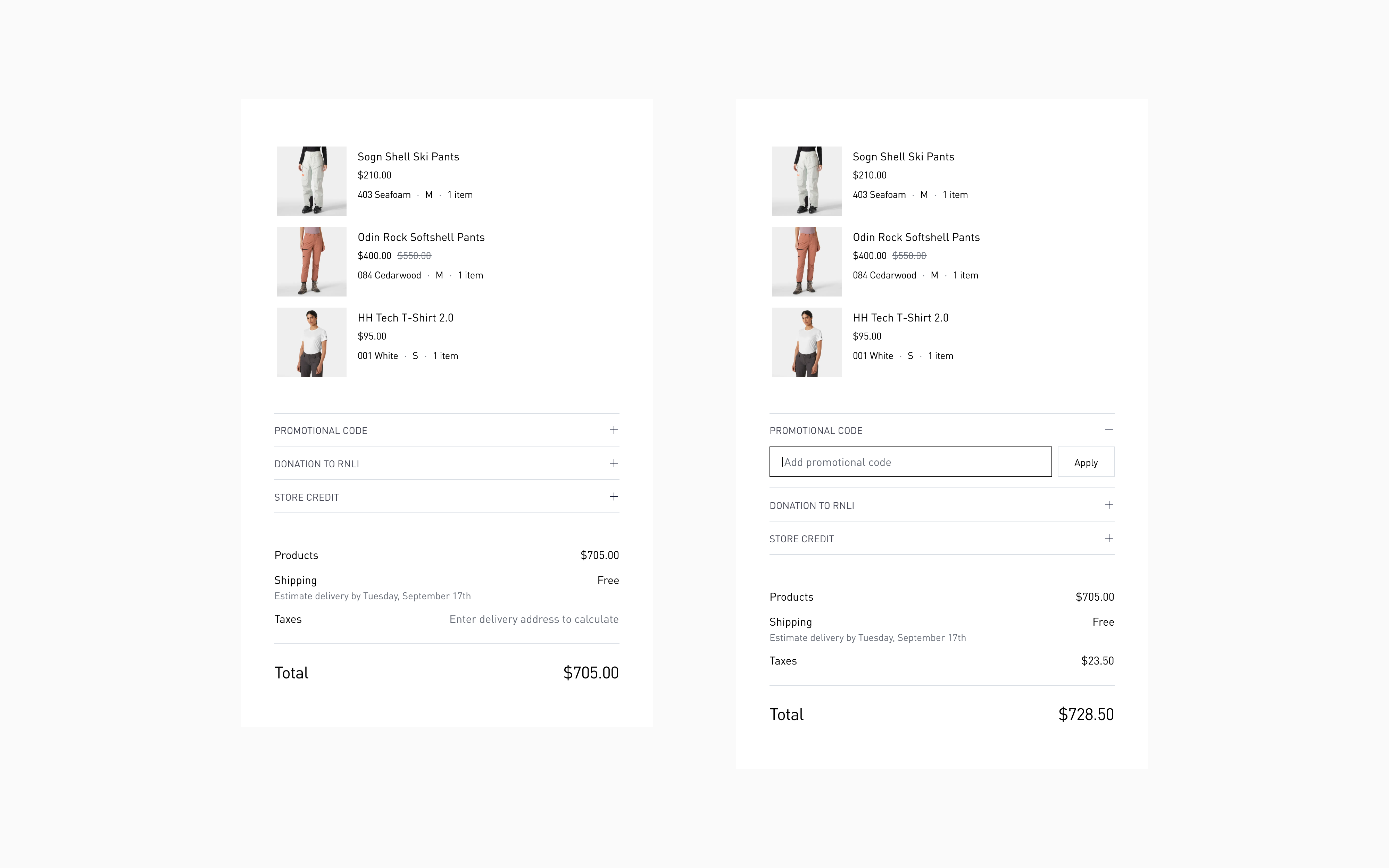 Order summary sidebar